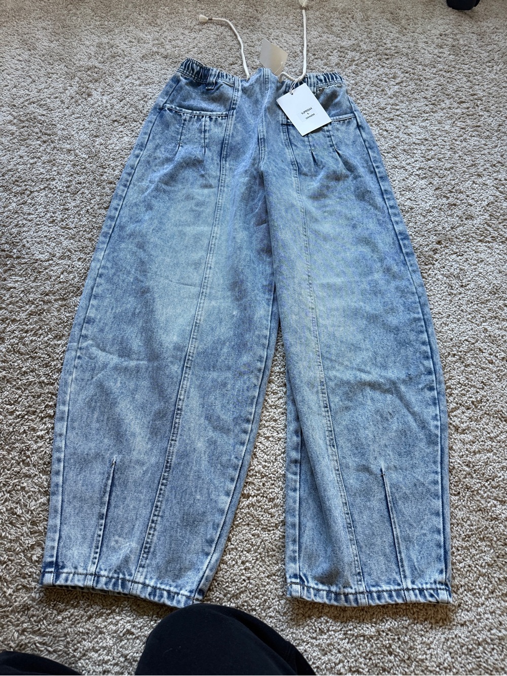 Very Jean High-Waist Drawstring Relaxed Jeans - Light Wash Blue - Picture 2 of 4